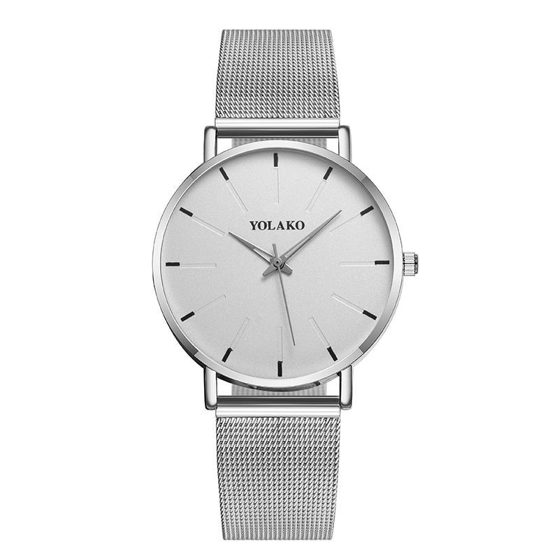 Mode Mesh Stålrem Causal Style Enkel Dial Herrklocka Quartz Watch