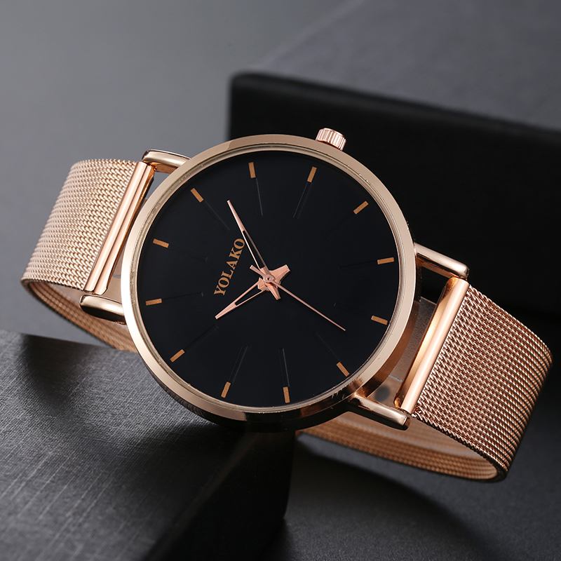 Mode Mesh Stålrem Causal Style Enkel Dial Herrklocka Quartz Watch