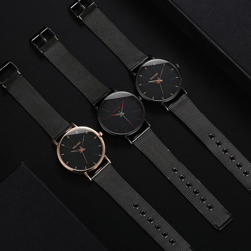 Mode Mesh Stålrem Causal Style Enkel Dial Herrklocka Quartz Watch