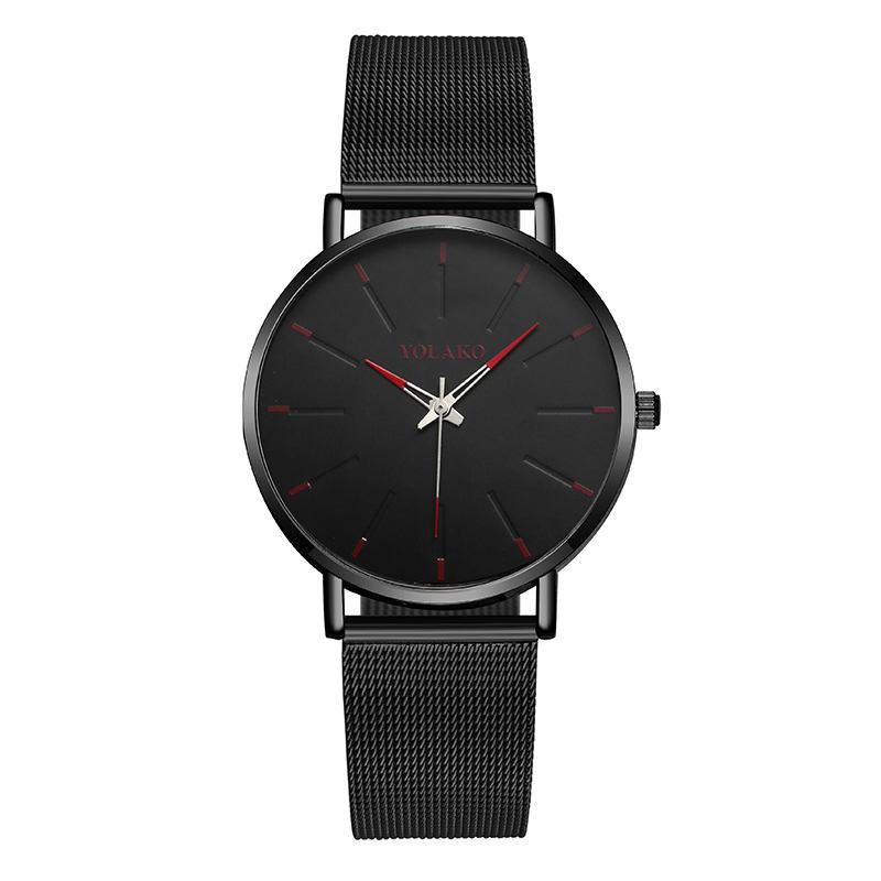 Mode Mesh Stålrem Causal Style Enkel Dial Herrklocka Quartz Watch