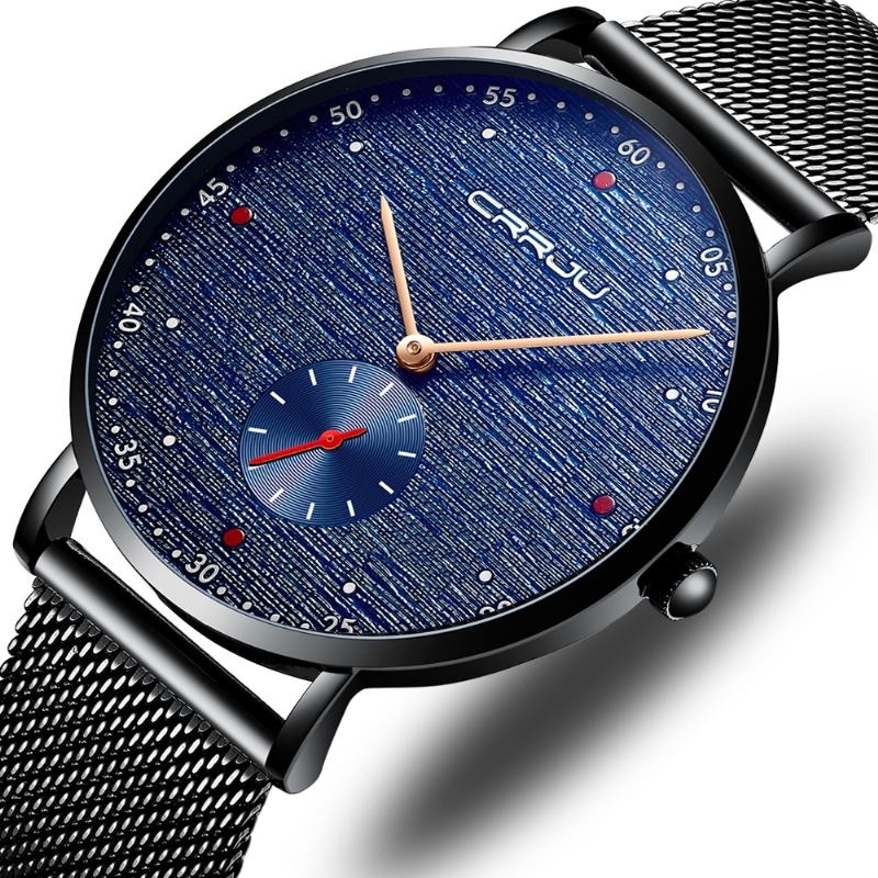 Mode Red Dot Design Full Steel Second Dial Män Quartz Watch