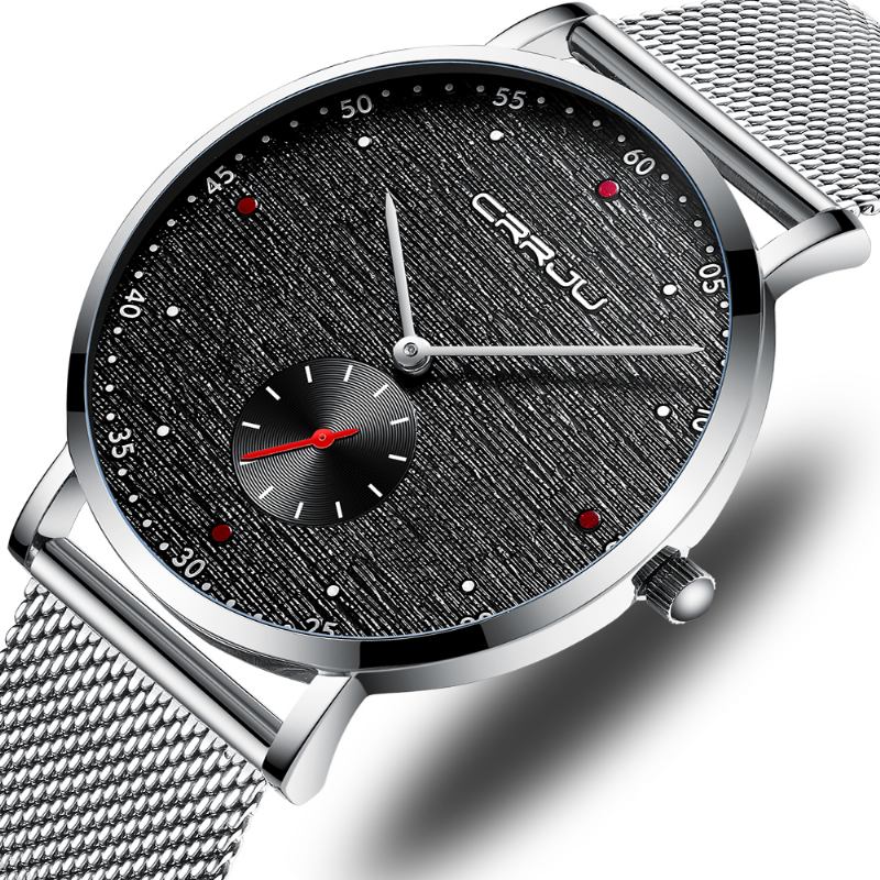 Mode Red Dot Design Full Steel Second Dial Män Quartz Watch