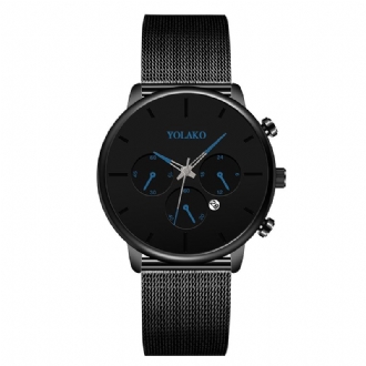 Mode Sport Solmålning Urtavla Kronograf Fullt Fodral Män Quartz Watch