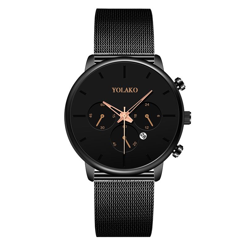 Mode Sport Solmålning Urtavla Kronograf Fullt Fodral Män Quartz Watch