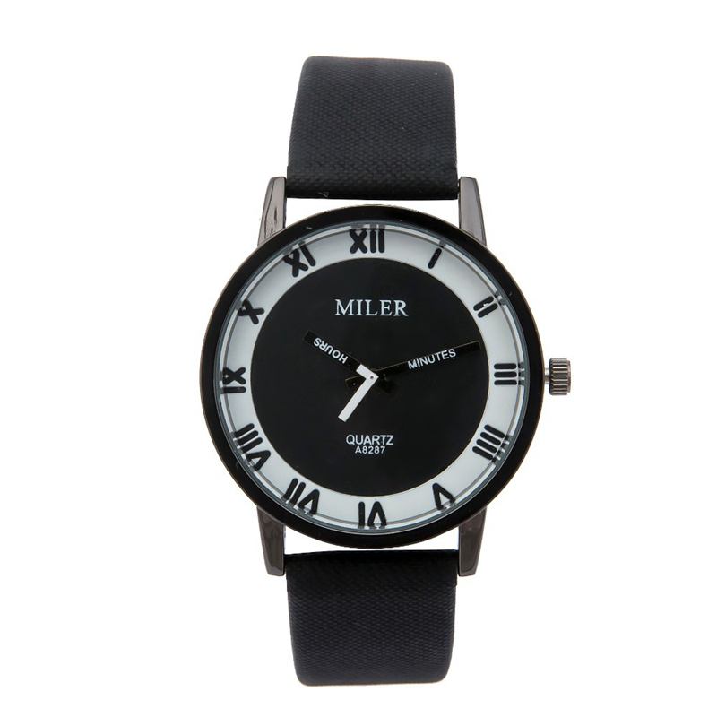 Mode Unisex Manlig Kvinnlig Läderrem Lovers Quartz Armbandsur