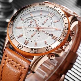 Multifunktionell Chronograph Herrarmbandsur Business Style Quartz Watches