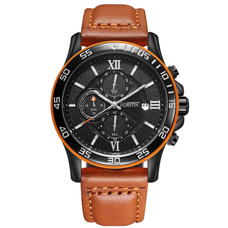 Multifunktionell Chronograph Herrarmbandsur Business Style Quartz Watches