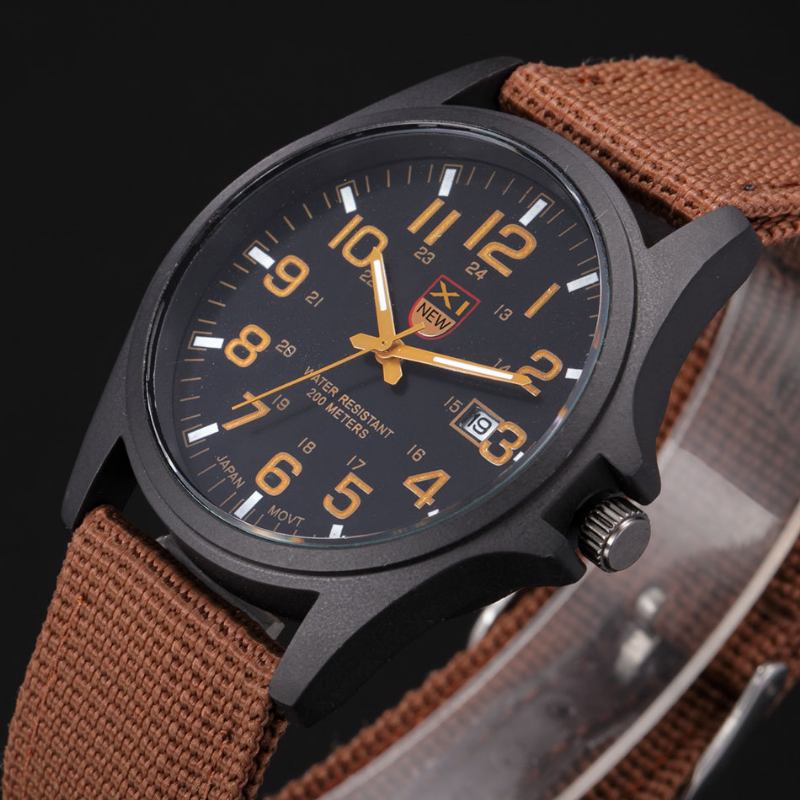 Nylonband Casual Style Quartz Watch Date Display Herrarmbandsur