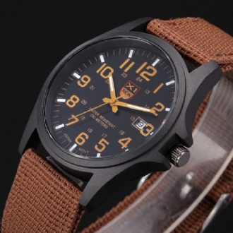 Nylonband Casual Style Quartz Watch Date Display Herrarmbandsur