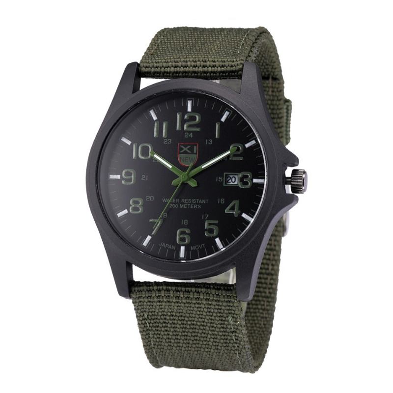 Nylonband Casual Style Quartz Watch Date Display Herrarmbandsur