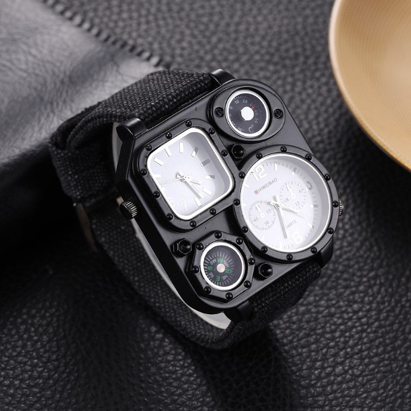 Shiweibao 3 Färger Denim Herr Vintage Klocka Dekorerad Multi-time Zone Dial Pointer Quartz Watch