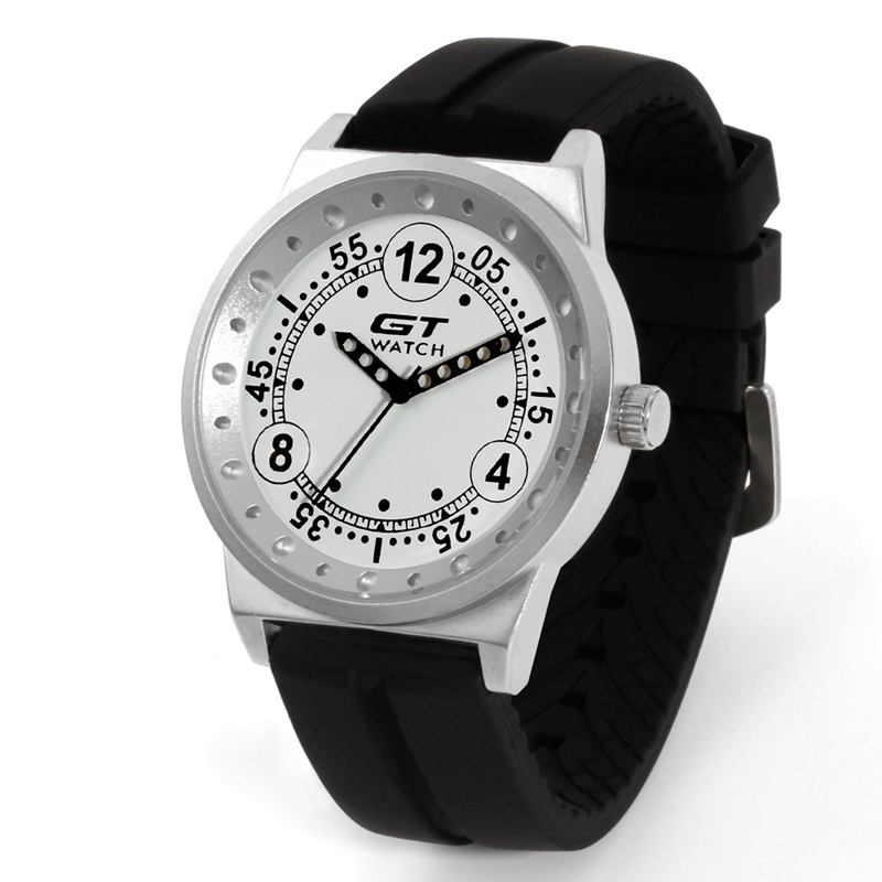 Silica Gel Strap Bilkapplöpningsstil Mode Sport Casual Män Quartz Armbandsur