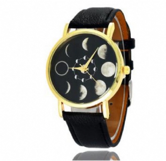 Solar Moon Phase Lunar Eclipse Unisex Watch Läderrem Quartz Watch För Dam Män