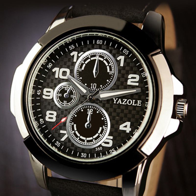 Sport Casual Lysande Display Pu Läder Band Vattentät Herr Quartz Watch