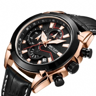 Sportklockor Creative Chronograph Quartz Läderrem Herrklocka