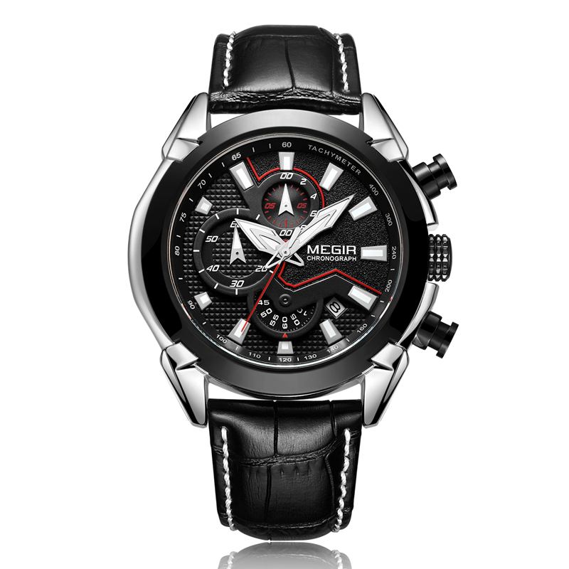 Sportklockor Creative Chronograph Quartz Läderrem Herrklocka