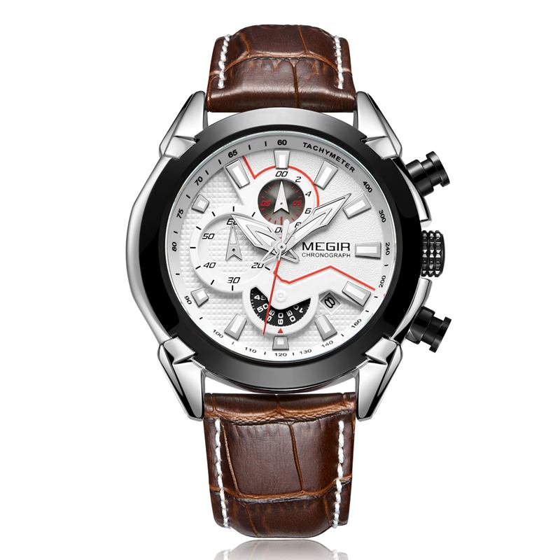 Sportklockor Creative Chronograph Quartz Läderrem Herrklocka