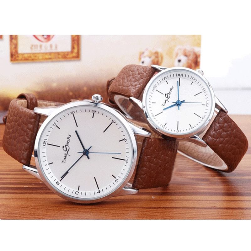 Story Time Retro Bälte Kohudsrem Ultratunn Herrklocka Quartz Watch Reverse Backwards Watch