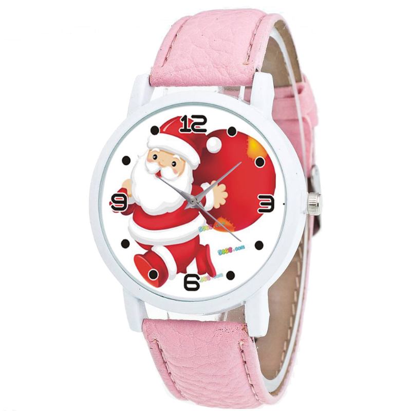 Tecknad Jultomte Och Presentmönster Söt Kid Watch Mode Barn Quartz Watch