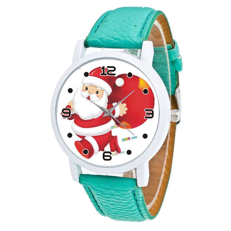 Tecknad Jultomte Och Presentmönster Söt Kid Watch Mode Barn Quartz Watch