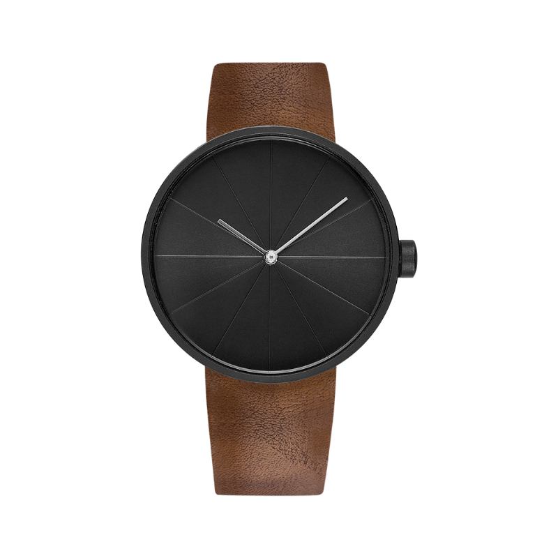 Turntable Simple Art Dial Läderrem Herr Casual Quartz Watch