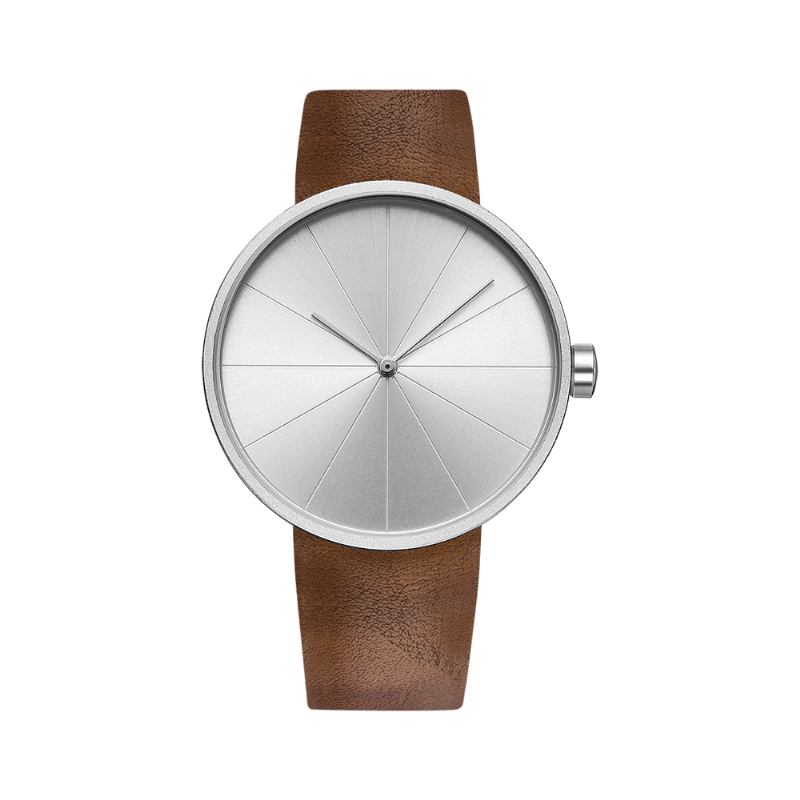 Turntable Simple Art Dial Läderrem Herr Casual Quartz Watch