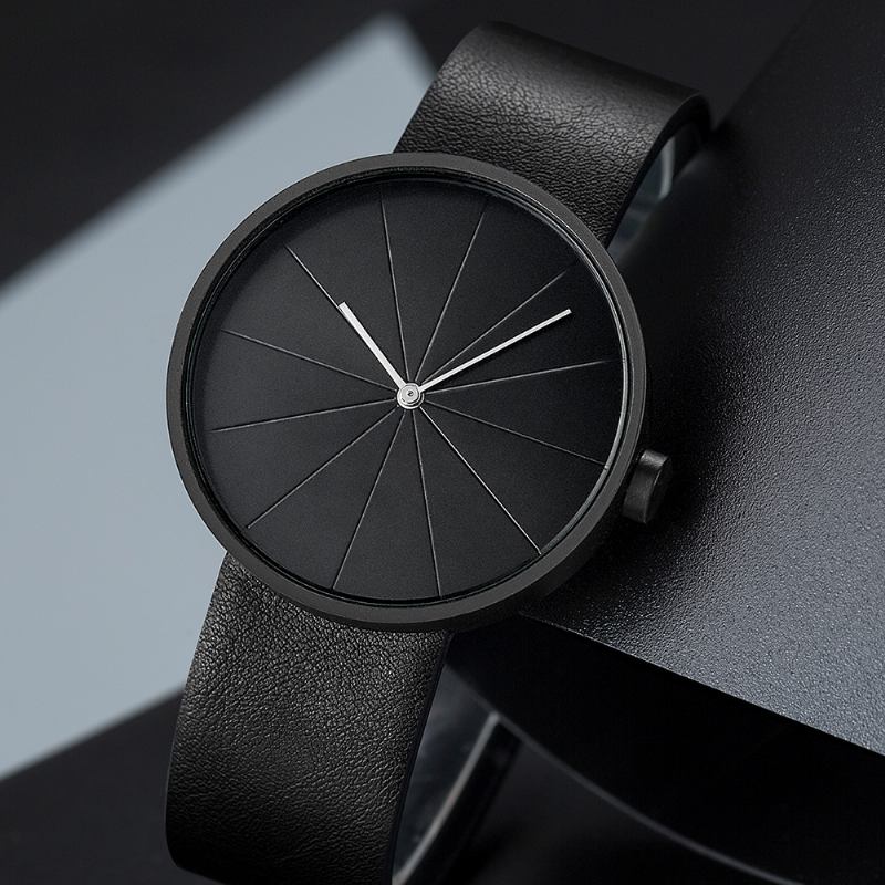 Turntable Simple Art Dial Läderrem Herr Casual Quartz Watch