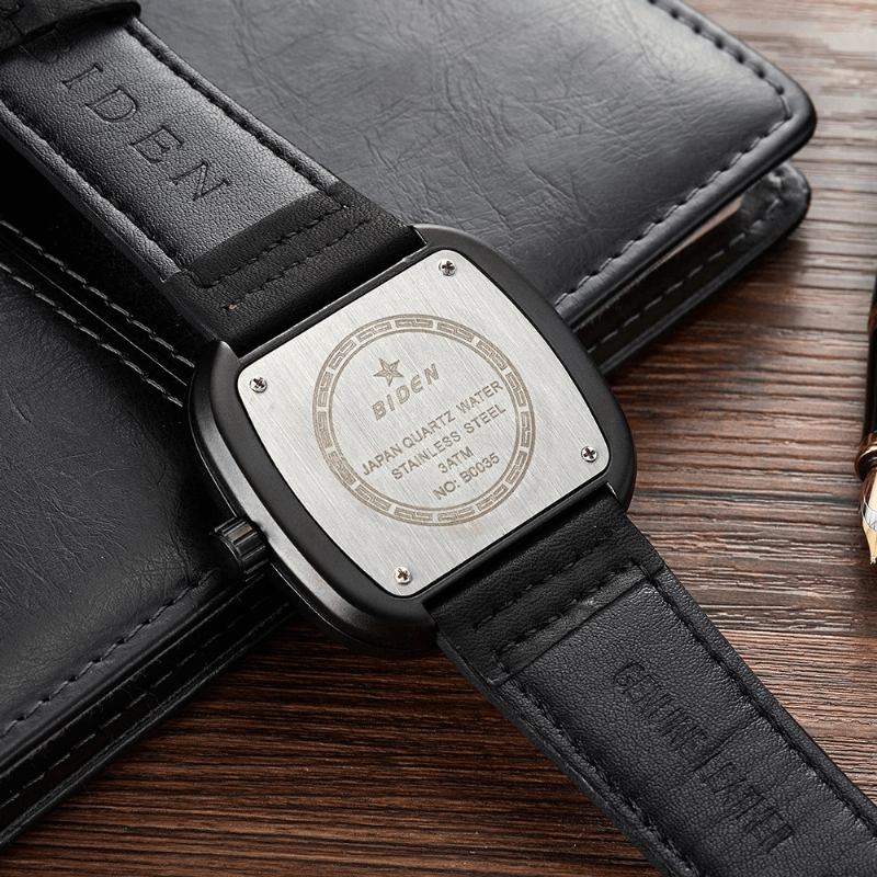 Unik Design Creative Quartz Watch Armbandsur I Äkta Läder För Män