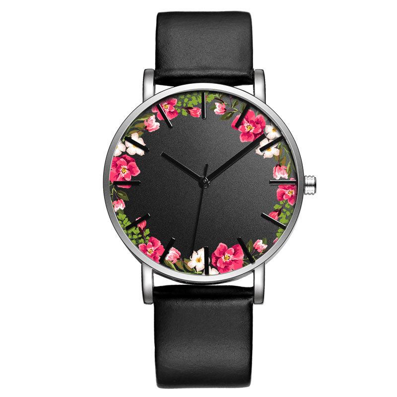 Unisex Armbandsur Blommor Picture Dial Display Quartz Watch