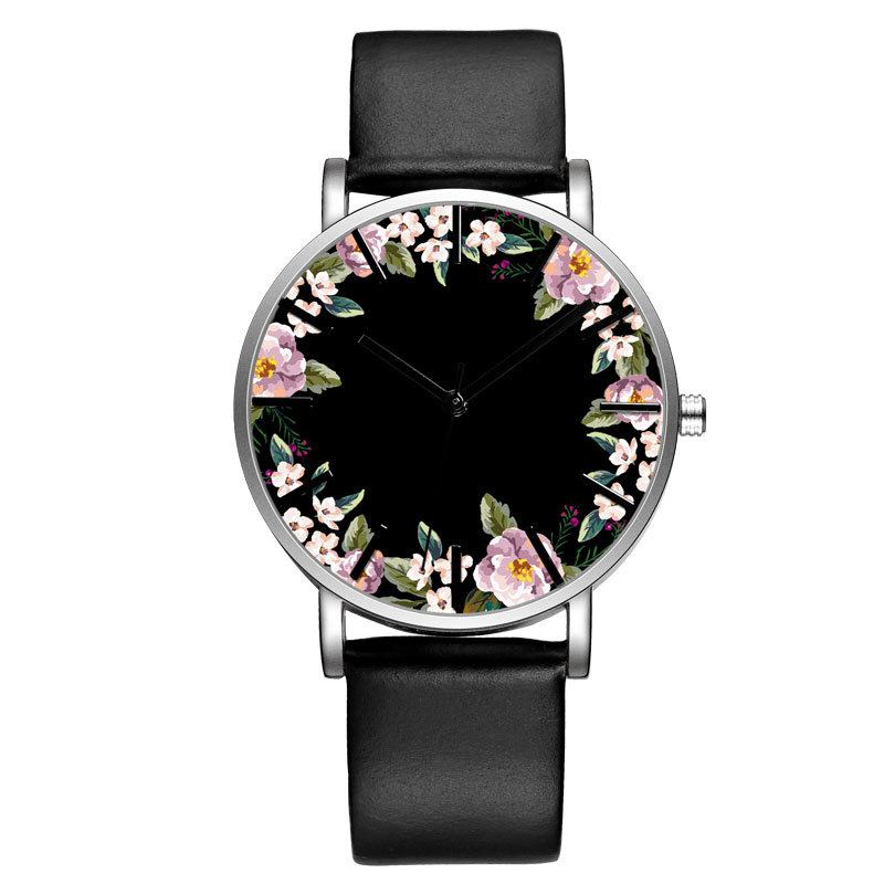 Unisex Armbandsur Blommor Picture Dial Display Quartz Watch