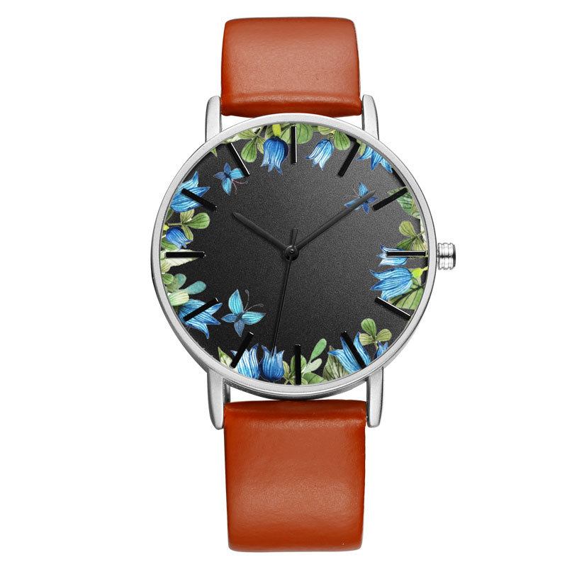 Unisex Armbandsur Blommor Picture Dial Display Quartz Watch