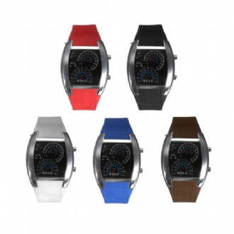 Unisex Mode Fyrkantig Silikongummiband Dot Led Quartz Watch