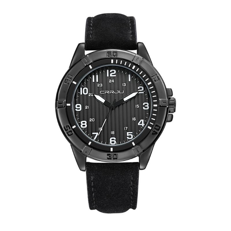 Vattentät Casual Style Herrarmbandsur Äkta Läderarmband Quartz Watch