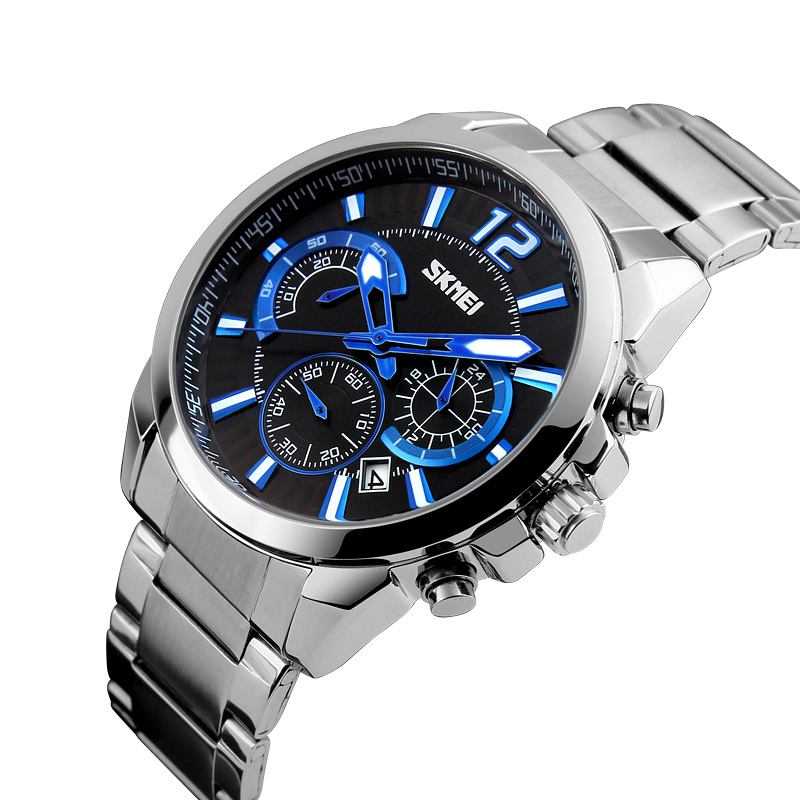 Vattentät Stoppur Display Datum Casual Style Bussiness Herr Quartz Watches