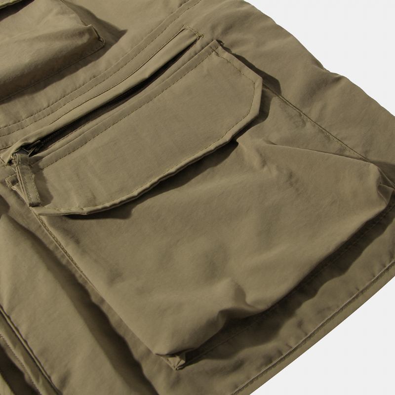 Herr Outdoor Multi Pockets Dragkedja Enkelknäppt Väst