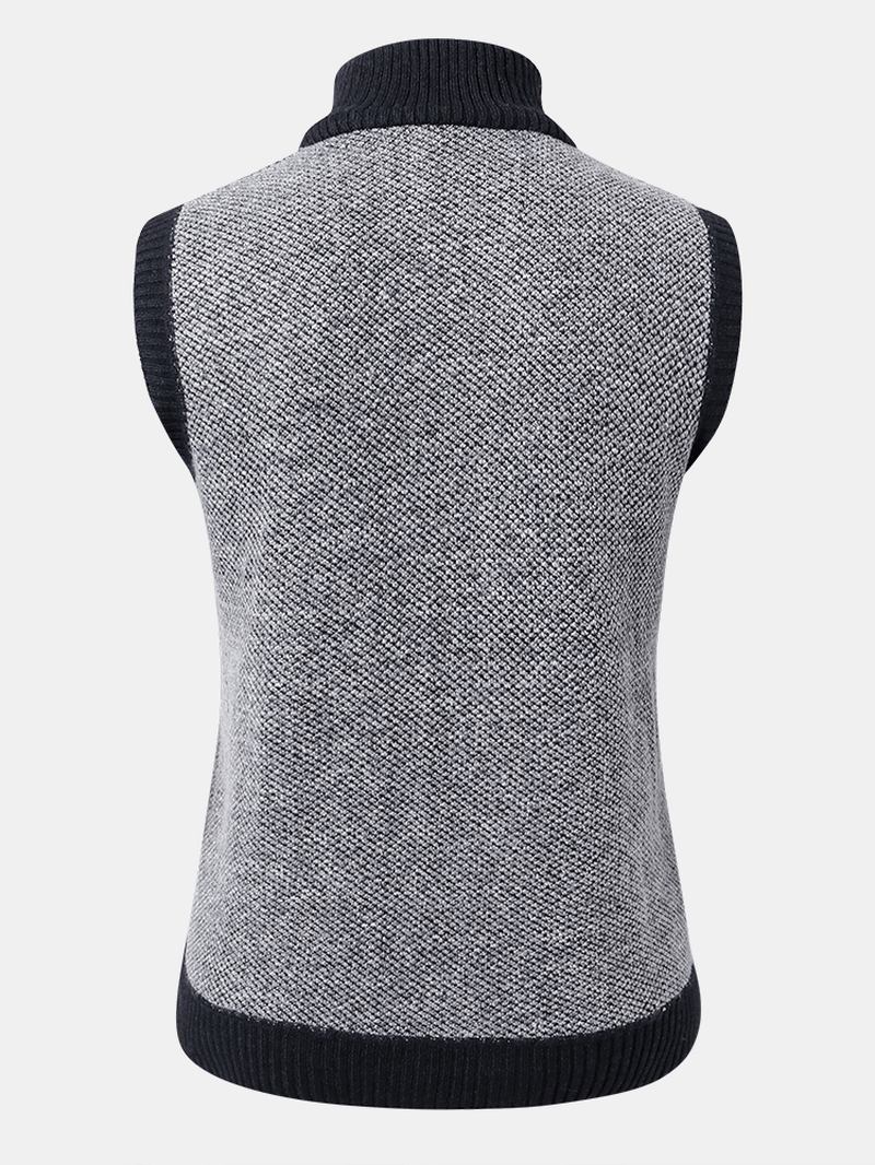 Knit Zip Front Slant Pocket Tjock Varma Ärmlösa Västar