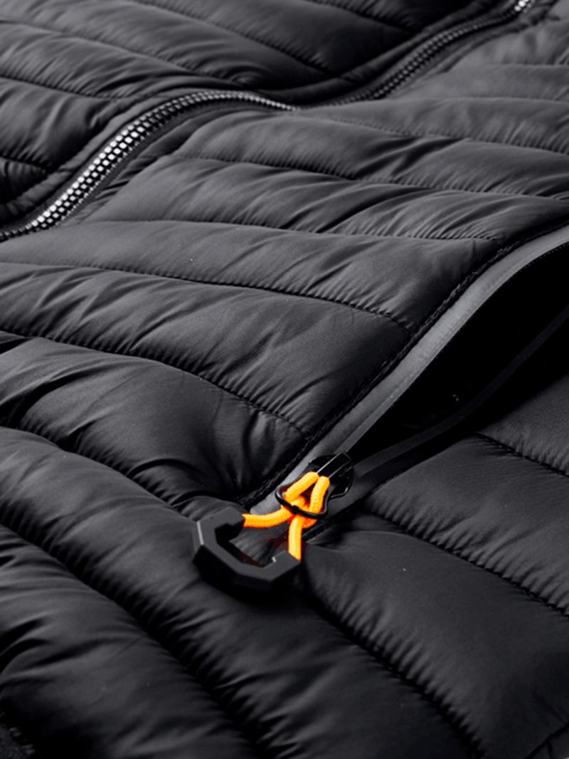 Män Zip Front Quilted Casual Vadderade Löstagbara Huvvästar Med Ficka