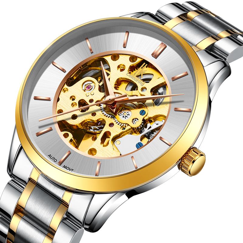 Bussiness Style Herr Wacth Rose Golden Auto Mekanisk Armbandsur