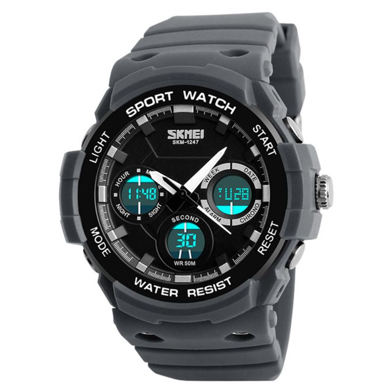 Dual Display Digital Watch Herr Luminous Chronograph Alarm Watch Outdoor Sport Watch