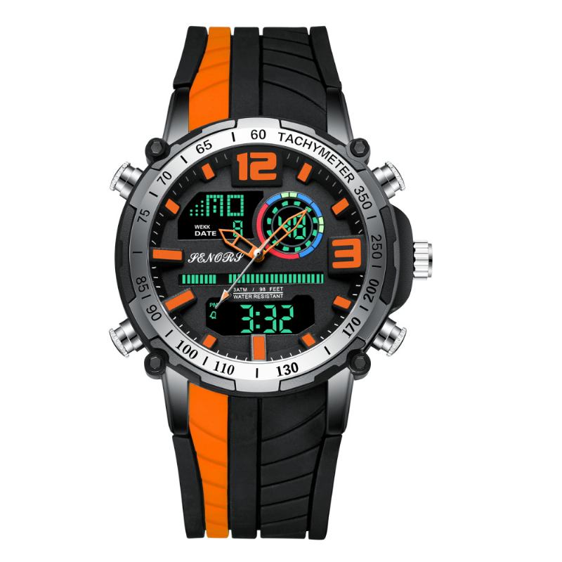 Dual Display Digital Watch Outdoor Sport Väckarklocka Kalender Kronograf Noctilucent Waterproof Watch