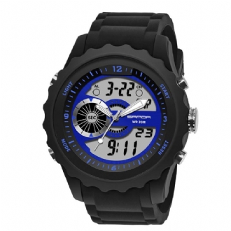 Dubbel Digital Digital Watch Herr Pu Stoppur Lysande Visa Kalender Utomhus Sport Watch