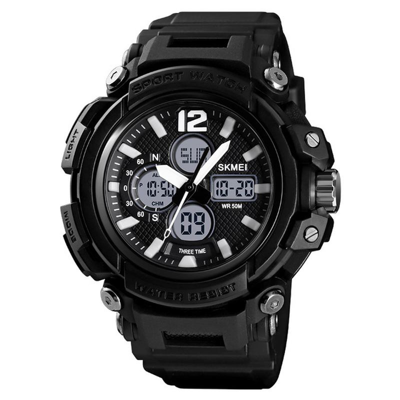 Luminous 5atm 3time Multi-function Outdoor Herr Watch Dual Display Digital Watch