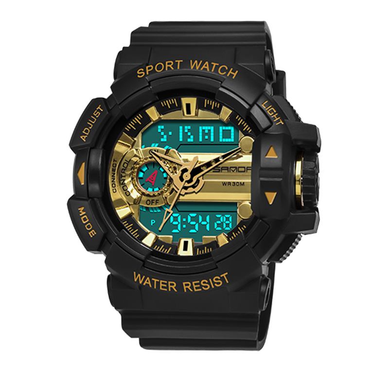 Luminous Display Candar Stoppur Herr Mode Sportklocka Dual Display Digital Watch