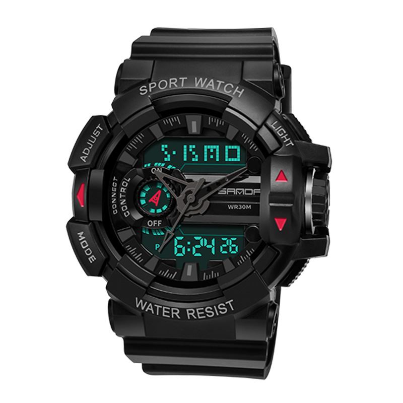 Luminous Display Candar Stoppur Herr Mode Sportklocka Dual Display Digital Watch