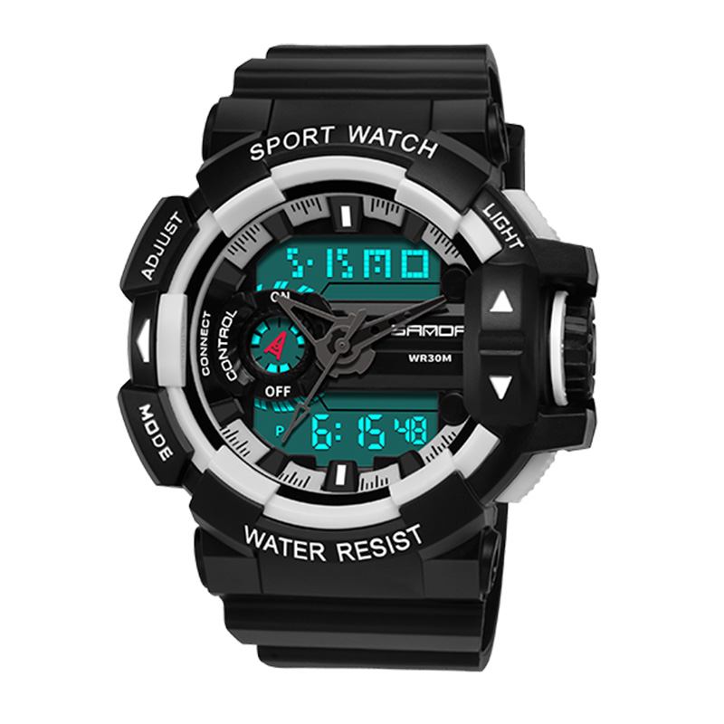 Luminous Display Candar Stoppur Herr Mode Sportklocka Dual Display Digital Watch