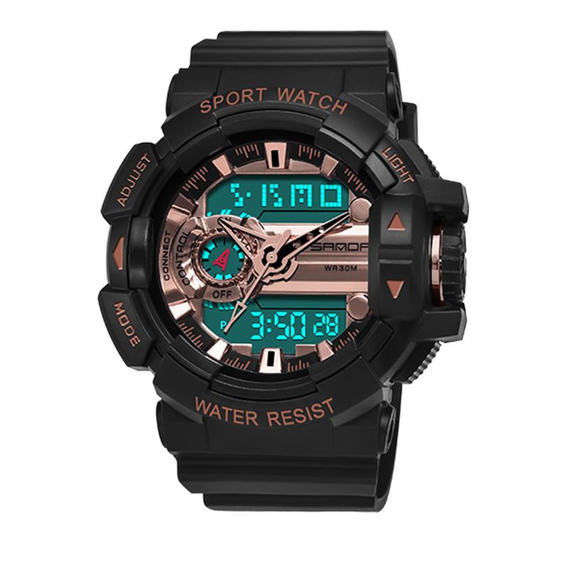 Luminous Display Candar Stoppur Herr Mode Sportklocka Dual Display Digital Watch