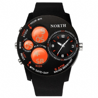 Mode Casual Män Digital Watch 5atm Vattentät Lysande Week Date Display Stoppur Dual Display Watch