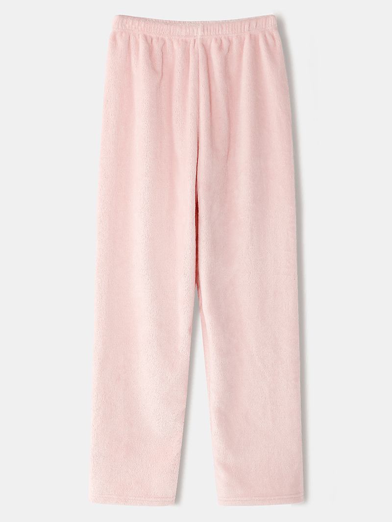 Dam Flanell Gris Grafik Långärmade Tröjor Elastiska Midja Byxor Tjocka Hem Pyjamas Set