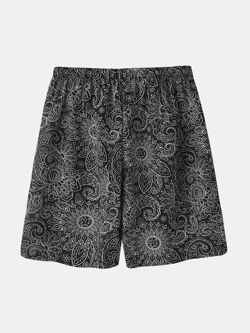 Herr Etnisk Stil Med Tryck Kimono Tops Knälånga Shorts Casual Pyjamas Set