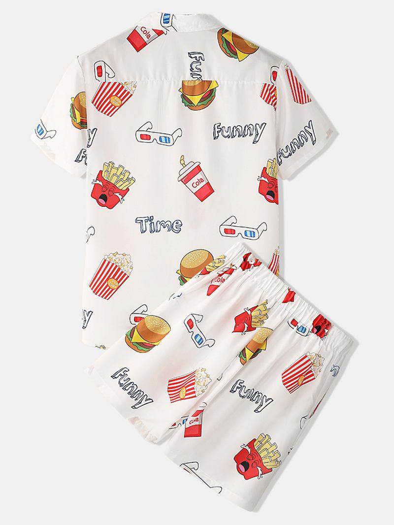 Herr Funny Fruit Hamburger Med Tryck Pyjamas Set Tvådelad Kortärmad Sommar Nattkläder